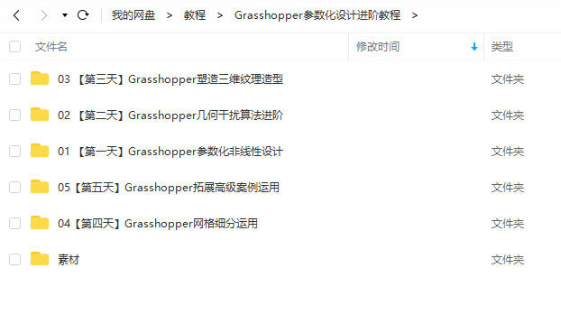 云尚Grasshopper参数化设计进阶课程【含素材】百度云网盘下载